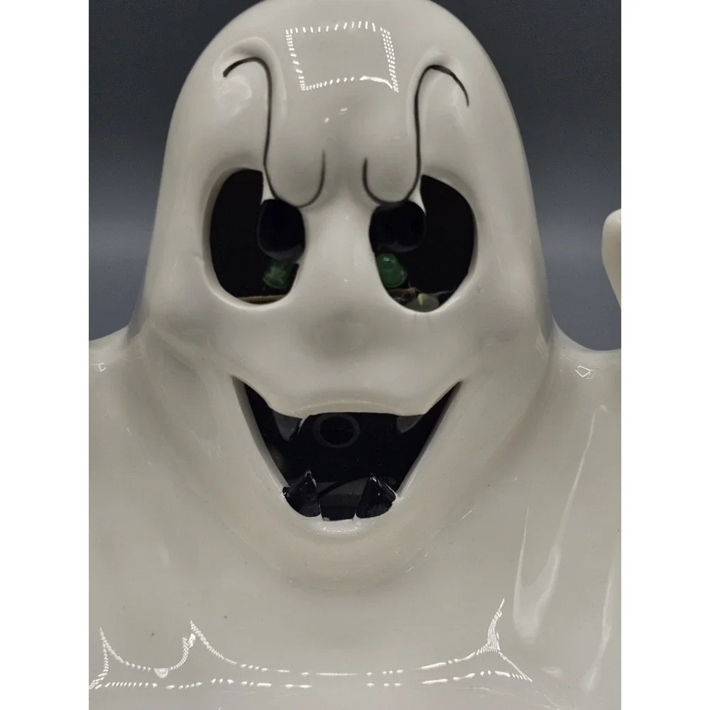 Vintage NCE 1992 Ghost Ceramic Halloween Candy Dish Bowl Boo! Lights Don't Work